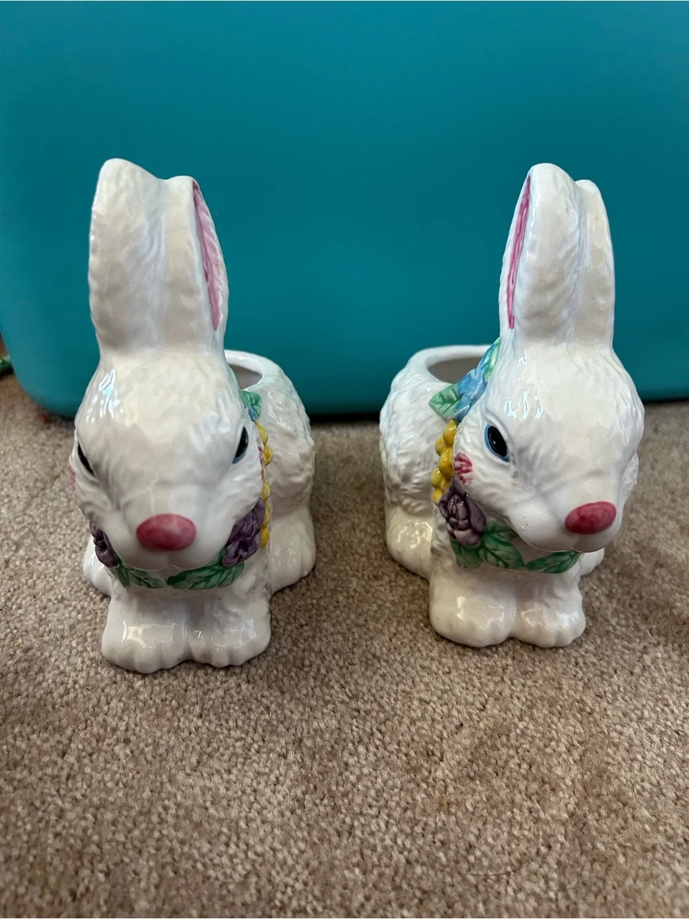 Vintage Hermitage Pottery Bunny Planters (set of 2)